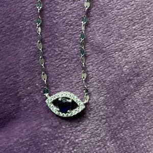 NWOT Sterling Silver Blue Topaz with mirror chain adjustable 16/18